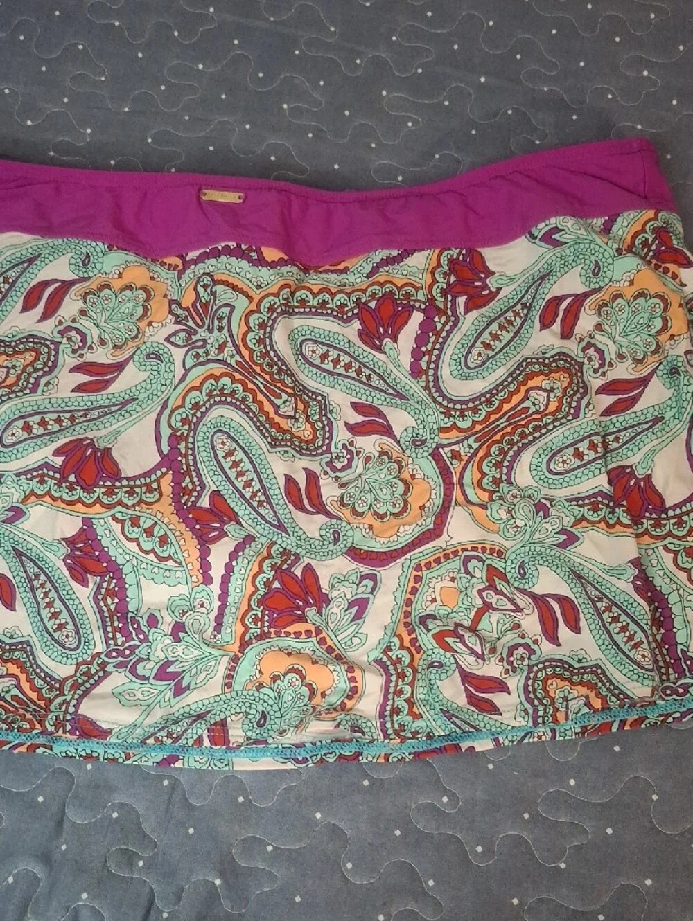 Alex Marie Purple Paisley Printed Women's Swim Skirt Bottoms size 14